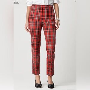 J. Crew Red Tartan Cropped Straight Pants NWT